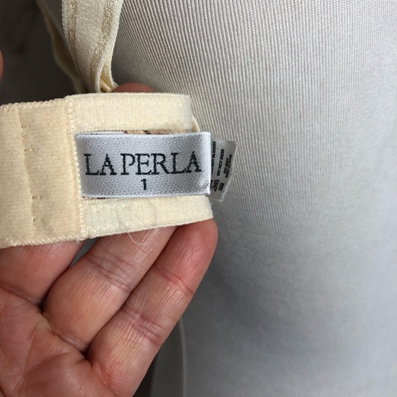 Vintage La Perla Ivory Sheer Floral Embroidered Demi Cup Brad 32C - Picture 5 of 7
